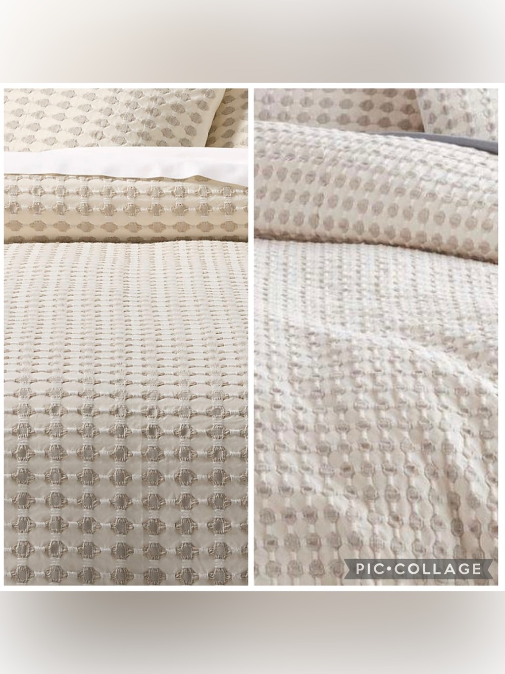 WEST ELM Gray Ivory Textured Dots ESTELA Duvet Cover Button Closure King Size